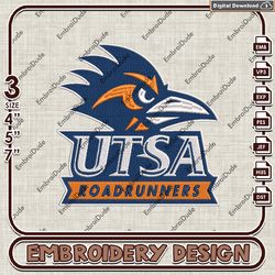 UTSA Roadrunners NCAA Logo Emb Files, UTSA Roadrunners Mascot Embroidery Design, NCAA Team Machine Embroidery Files