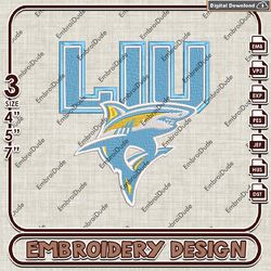 NCAA Long Island University Sharks Writing Logo Emb Files, NCAA Embroidery Design, NCAA Team Machine Embroidery Files