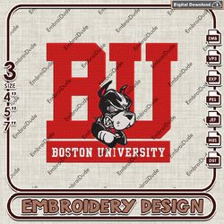 Boston University Terriers NCAA Emb Files, NCAA Boston University Embroidery Design, NCAA Team Machine Embroidery Files