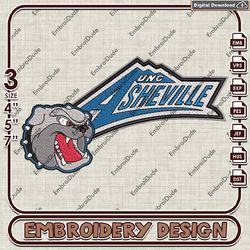 NCAA UNC Asheville Bulldogs Logo Emb Files, NCAA UNC Asheville Emb Design, NCAA Team 3 sizes Machine Embroidery Files