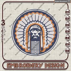 NCAA Illinois Fighting Illini Emb Mascot Logo Designs, NCAA Emb Files, NCAA Team 3 sizes Machine Embroidery Files