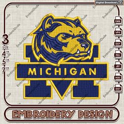 NCAA Michigan Wolverines Logo Emb Designs, NCAA Michigan WolverinesEmb Files, NCAA Team 3 sizes Machine Embroidery Files