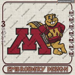 Minnesota Golden Gophers NCAA Logo Emb Designs, NCAA Minnesota Emb Files, NCAA Team 3 sizes Machine Embroidery Files