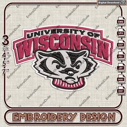 Ncaa Wisconsin Badgers, Machine Embroidery Files, Wisconsin Badgers Logo Embroidery Designs, NCAA Embroidery Files