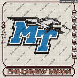 Middle Tennessee Blue Raiders, Machine  Embroidery Files, Middle Tennesse Logo Embroidery Designs, NCAA Embroidery Files