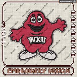 Western Kentucky Hilltoppers, Machine  Embroidery Files, WKU Hilltoppers Logo Embroidery Designs, NCAA Embroidery Files
