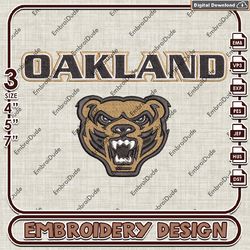 Oakland Golden Grizzlies, Machine  Embroidery Files, Golden Grizzlies Logo Embroidery Designs, NCAA Embroidery Files