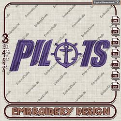 Portland Pilots, Machine Embroidery Files, Portland Pilots Logo Embroidery Designs, NCAA Logo Embroidery Files