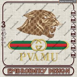 Prairie View AM NCAA Machine Embroidery Files, Gucci Prairie View AM Panthers Embroidery Designs, NCAA Logo EMb Files