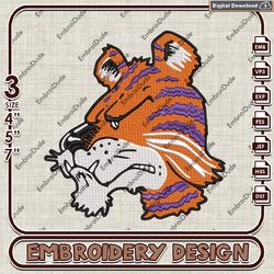 NCAA Clemson Tigers Mascot Machine Embroidery Files, Clemson Tigers NCAA Team Embroidery Designs, NCAA Logo EMb Files