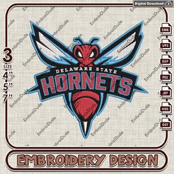 Delaware State Ncaa TeamMachine Embroidery, NCAA Delaware State Hornets Word Logo Embroidery Design, NCAA Logo EMb Files