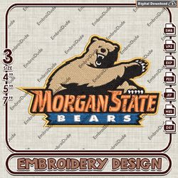 Morgan State Bears Team Logo Machine Embroidery, NCAA Morgan State Bears Embroidery Design, NCAA Logo EMb Files