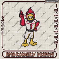 Ball State Cardinals Mascot, Machine Embroidery Files, Ball State Cardinals Embroidery Designs, NCAA Embroidery Files
