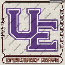 NCAA UE Word Team Logo machine embroidery files, NCAA Team emb designs, Evansville Purple Aces embroidery