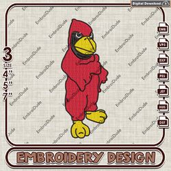NCAA ISU Redbirds Mascot Logo machine embroidery files, NCAA Team emb designs, Illinois State Redbirds embroidery
