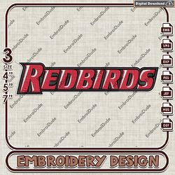 NCAA Redbirds Team Word Logo machine embroidery files, NCAA Team emb designs, Illinois State Redbirds embroidery