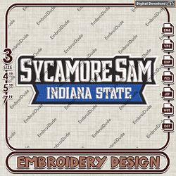 Indiana State Sycamores Writing Logo machine embroidery files, NCAA Team emb designs, Indiana State embroidery