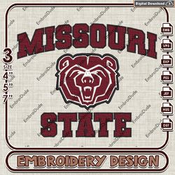 NCAA Missouri State Team Logo emb designs, Missouri State Bears embroidery, NCAA Logo machine embroidery files