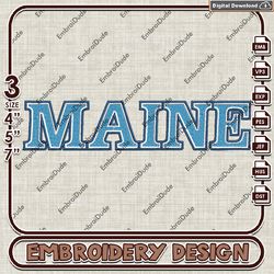 NCAA Maine Word Logo Emb design, NCAA Maine Black Bears Team embroidery, NCAA Team Logo machine embroidery