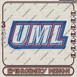 NCAA ULM Word Logo Emb design, UMass Lowell River Hawks Team embroidery, NCAA Team Embroidery File
