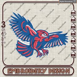 NCAA ULM Mascot Logo Emb design, NCAA UMass Lowell River Hawks Team embroidery, NCAA Team Embroidery File