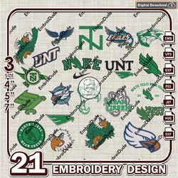 21 North Texas Mean Green Bundle Embroidery Files, NCAA Team Logo Embroidery Design, NCAA Bundle EMb Design