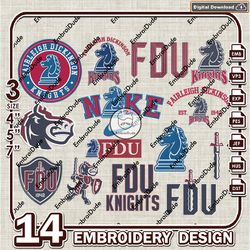 14 Fairleigh Dickinson Knights Bundle Embroidery Files, NCAA Team Logo Embroidery Design, NCAA Bundle EMb Design