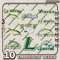 10 Le Moyne Dolphins Bundle Embroidery Files, NCAA Le Moyne Dolphins Team Logo Embroidery Design, NCAA Bundle EMb Design