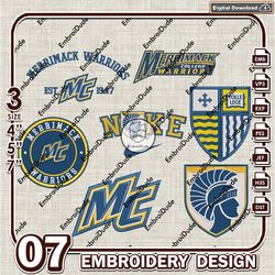 7 Merrimack Warriors Bundle Embroidery Files, NCAA Merrimack WarriorsTeam Logo Embroidery Design, NCAA Bundle EMb Design