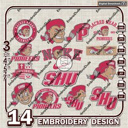 14 SSacred Heart Pioneers Bundle Embroidery Files, NCAA Team Logo Embroidery Design, NCAA Bundle EMb Design