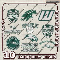 10 Wagner Seahawks Bundle Embroidery Files, NCAA Wagner Seahawks Team Logo Embroidery Design, NCAA Bundle EMb Design