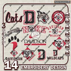 14 Davidson Wildcats Bundle Embroidery Files, NCAA Davidson Wildcats Team Logo Embroidery Design, NCAA Bundle EMb Design