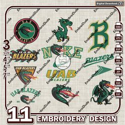 11 UAB Blazers Bundle Embroidery Files, NCAA UAB Blazers Team Logo Embroidery Design, NCAA Bundle EMb Design