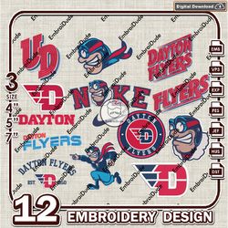 12 Dayton Flyers Bundle Embroidery Files, NCAA Dayton Flyers Team Logo Embroidery Design, NCAA Bundle EMb Design