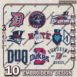 10 Duquesne Dukes Bundle Embroidery Files, NCAA Duquesne Dukes Team Logo Embroidery Design, NCAA Bundle EMb Design