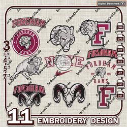 11 Fordham Rams Bundle Embroidery Files, NCAA Fordham Rams Team Logo Embroidery Design, NCAA Bundle EMb Design