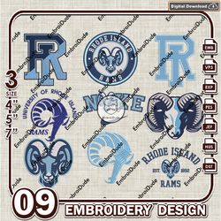 9 Rhode Island Rams Bundle Embroidery Files, NCAA Rhode Island Rams Team Logo Embroidery Design, NCAA Bundle EMb Design