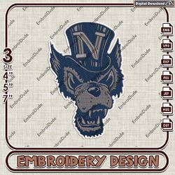 Nevada Wolf Head Mascot Emb design, NCAA Nevada Wolf Pack Team embroidery, NCAA Team Embroidery File