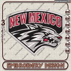 NCAA New Mexico Lobos Word Head Mascot Emb design, NCAA New Mexico Lobos Team embroidery, NCAA Team Embroidery File