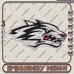 New Mexico Lobos Head Mascot Emb design, NCAA New Mexico Lobos Team embroidery, NCAA Team Embroidery File