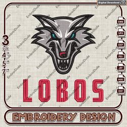 New Mexico Lobos Writing Head Mascot Emb design, NCAA New Mexico Lobos Team embroidery, NCAA Team Embroidery File