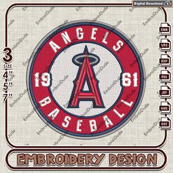 MLB A Angels Team Logo Embroidery design, MLB Los Angeles Angels Team embroidery, MLB Embroidery File