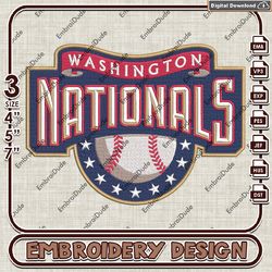 MLB Washington Nationals Map Text Logo Embroidery design, MLB Logo Team embroidery, MLB Logo Machine Embroidery File