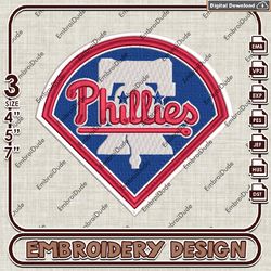 MLB Philadelphia Phillies Map Team Logo Embroidery design, MLB Logo Team embroidery, MLB Logo Machine Embroidery File