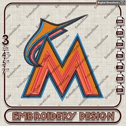 MLB Miami Marlins Text Logo Embroidery design, MLB Miami Marlins Logo Team embroidery, MLB Logo Machine Embroidery File