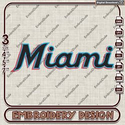 MLB Miami Marlins Team Logo Embroidery design, MLB Miami Marlins Logo Team embroidery, MLB Logo Machine Embroidery File