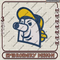 MLB Milwaukee Brewers Head Mascot Logo Embroidery design, MLB Logo Team embroidery, MLB Logo Machine Embroidery File
