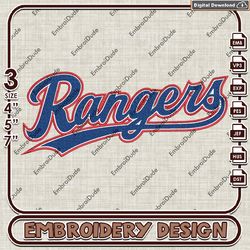 MLB Texas Rangers Word Logo Embroidery design, MLB Logo Team embroidery, MLB Logo Machine Embroidery File