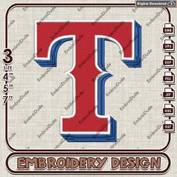 MLB Texas Rangers Logo Embroidery design, MLB Logo Team embroidery, MLB Logo Machine Embroidery File
