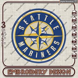 MLB Seattle Mariners Logo Embroidery design, Logo Team embroidery, MLB Logo Machine Embroidery File